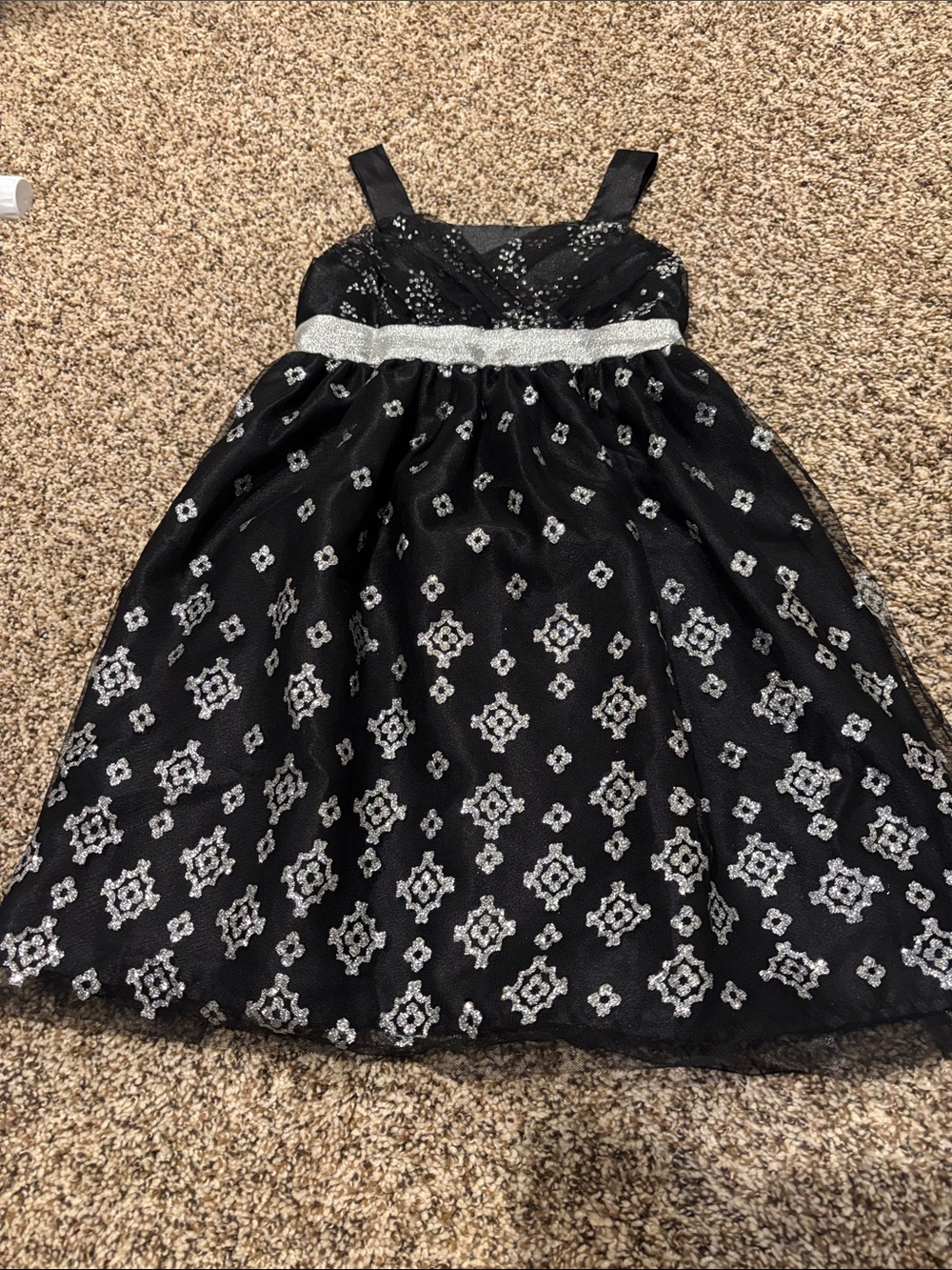 Sparkle Silver-Accent Black Party Dress for Girls
